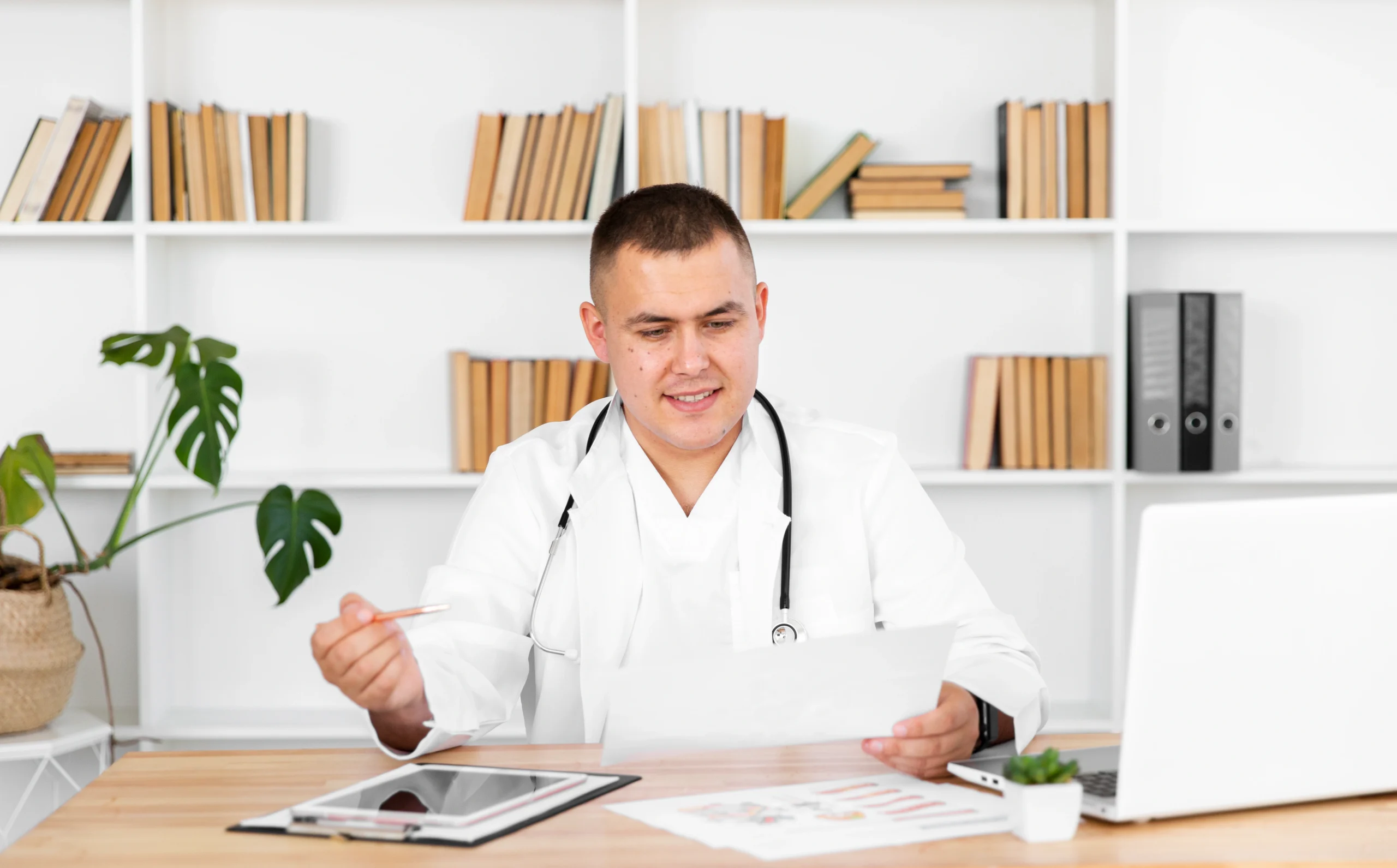 front-view-doctor-looking-recipe