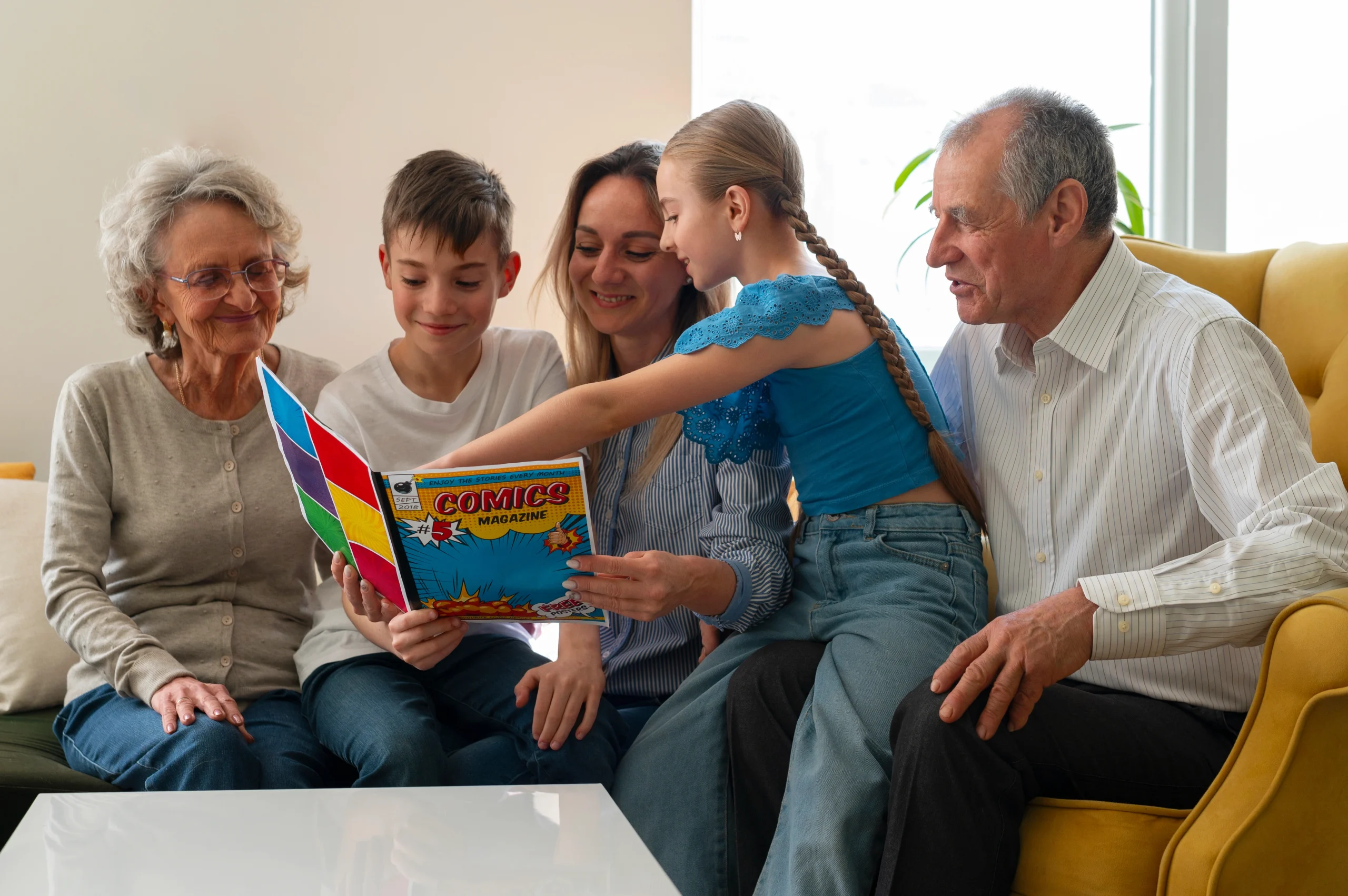 front-view-family-reading-comics-together